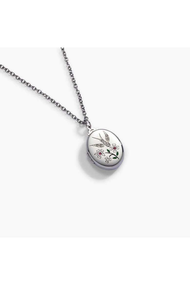 Birds of a Feather Locket Pendant Necklace, Alternate, color, Silver