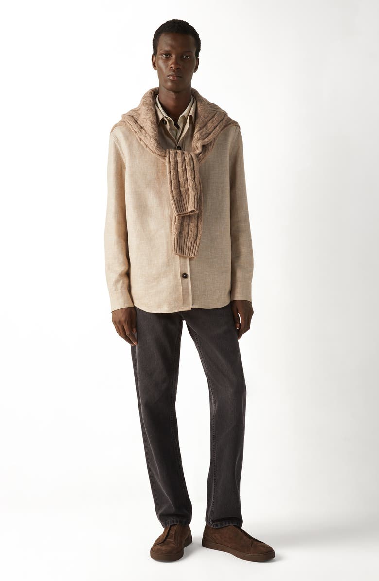 ZEGNA Silk Button-Up Shirt, Alternate, color, 