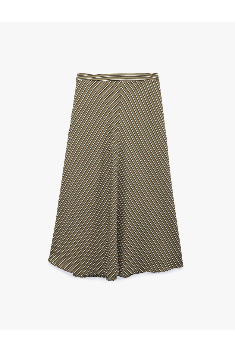 Striped A-Line Midi Skirt, Alternate, color, KHAKI STRIPE