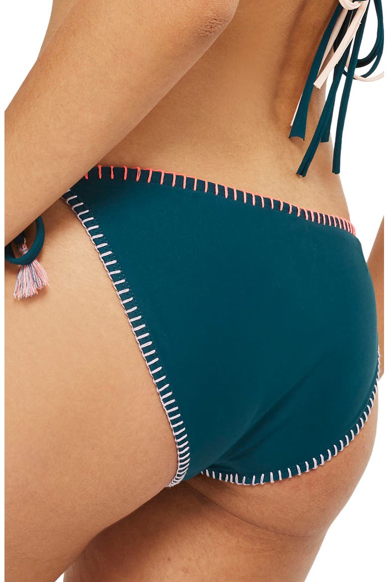 Embroidered Side Tie Bikini Bottoms, Alternate, color, GREEN MULTI