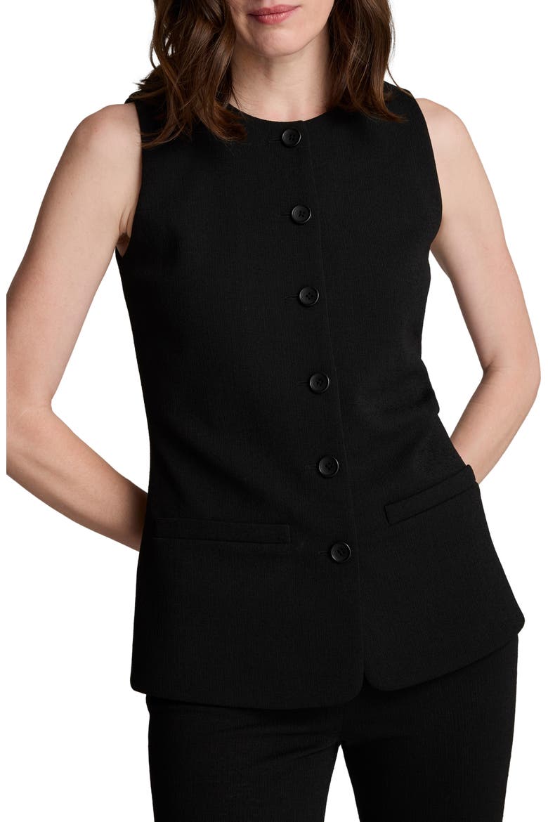 Longline Knit Sweater Vest, Main, color, BLACK