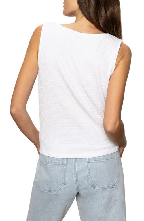 Sanctuary Vacation Textured Tie Front Button-up Tank In White