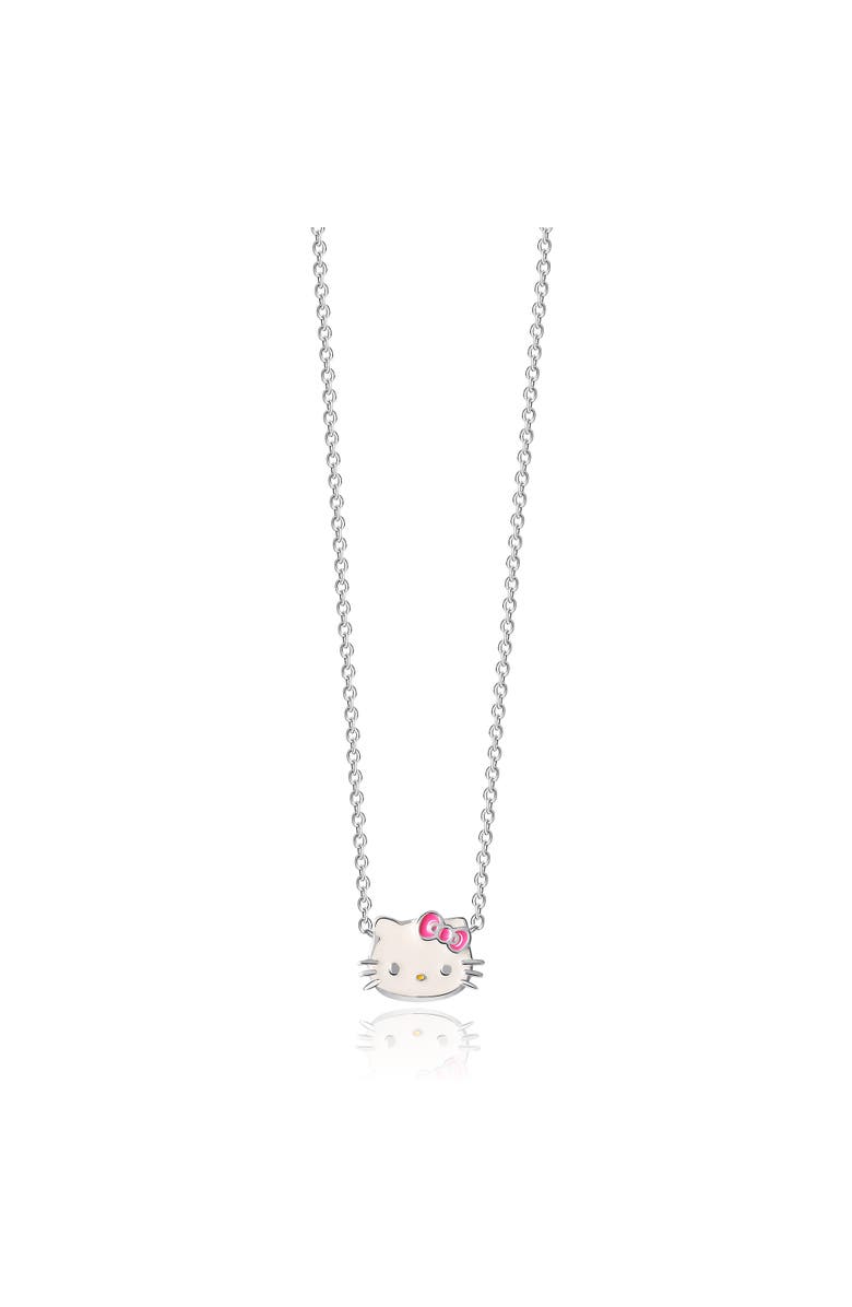 Hello Kitty Sterling Silver Enamel Necklace, Alternate, color, Silver, White