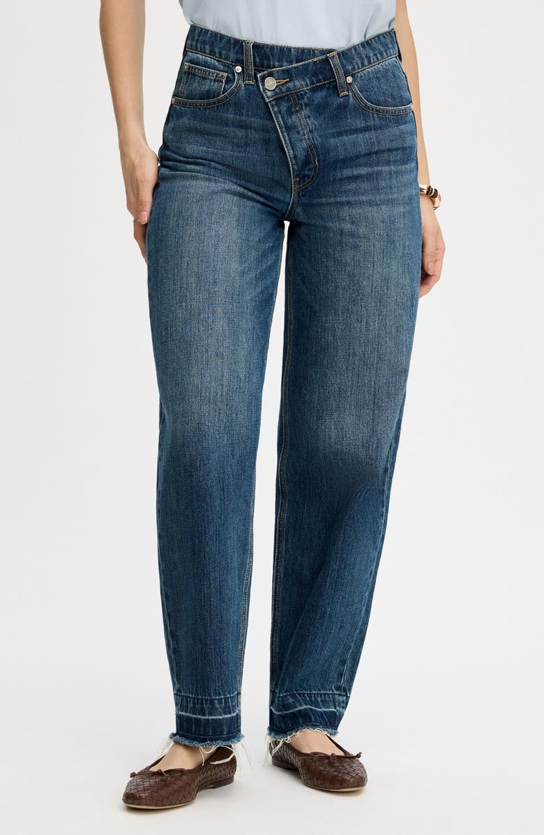 Sam Edelman Crossover Waist Release Hem Taper Leg Jeans, Main, color, Bozeman Med Wash