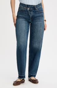 Sam Edelman Crossover Waist Release Hem Taper Leg Jeans
