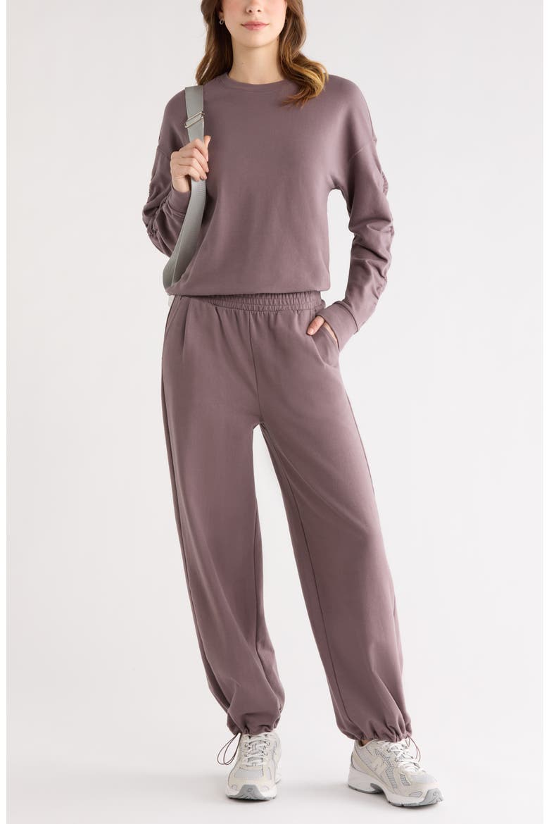 Cinch Cord Hem Sweatpants, Alternate, color, GREY PLUM