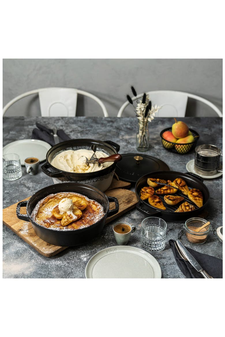 4-Piece Stackable Enameled Cast Iron Cookware Set, Alternate, color, BLACK