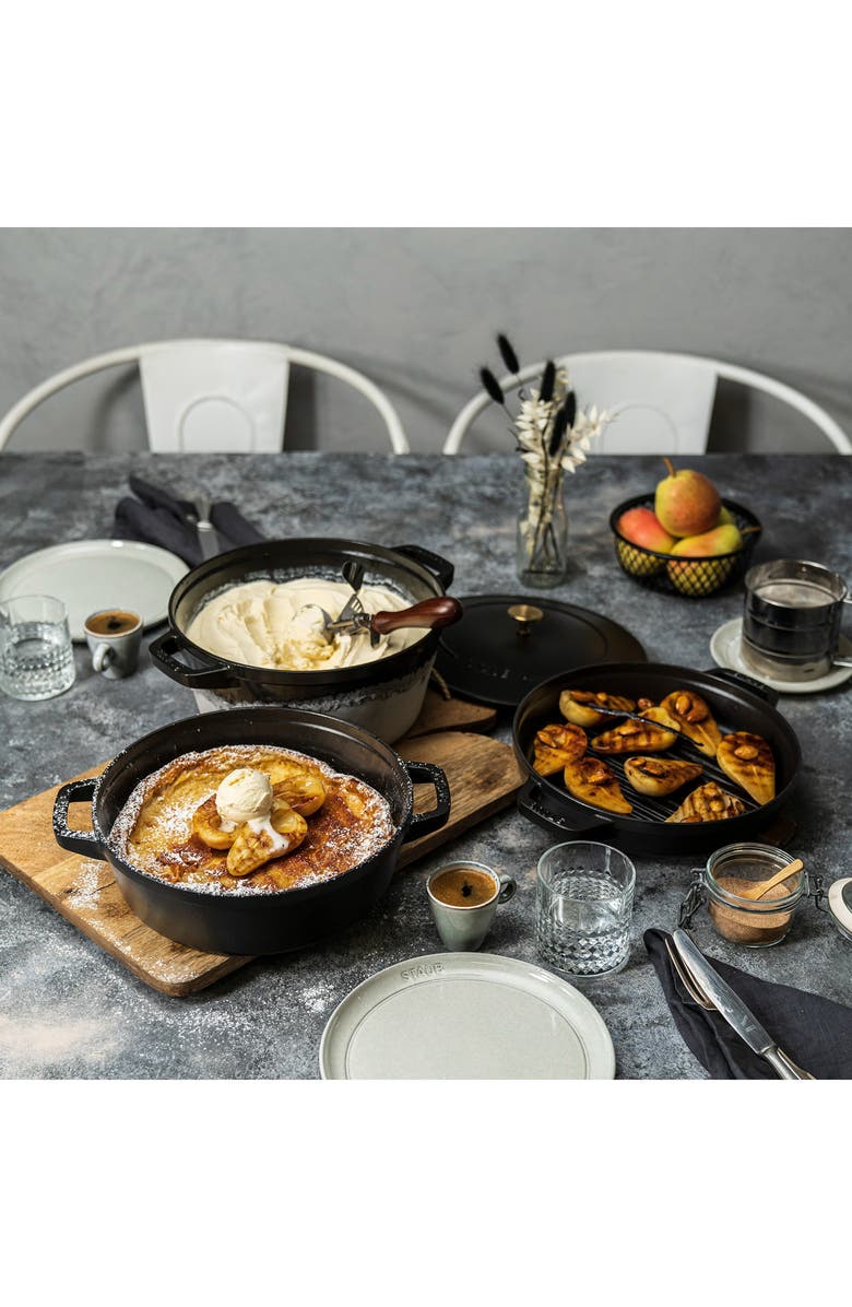 Staub 4-Piece Stackable Enameled Cast Iron Cookware Set, Alternate, color, Black