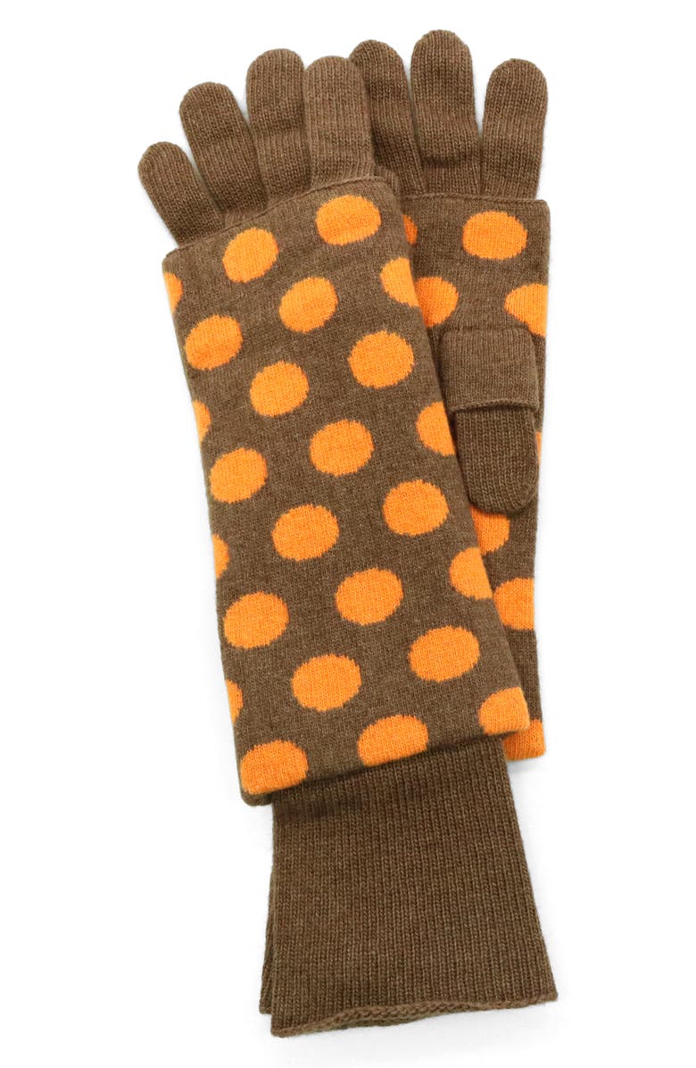 Portolano Polka Dot Gloves, Main, color, Walnut/ Tangerine