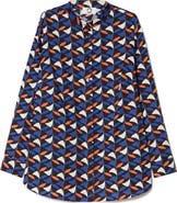 Marina Rinaldi Materia Abstract Print Stretch Cotton Button-Up Shirt