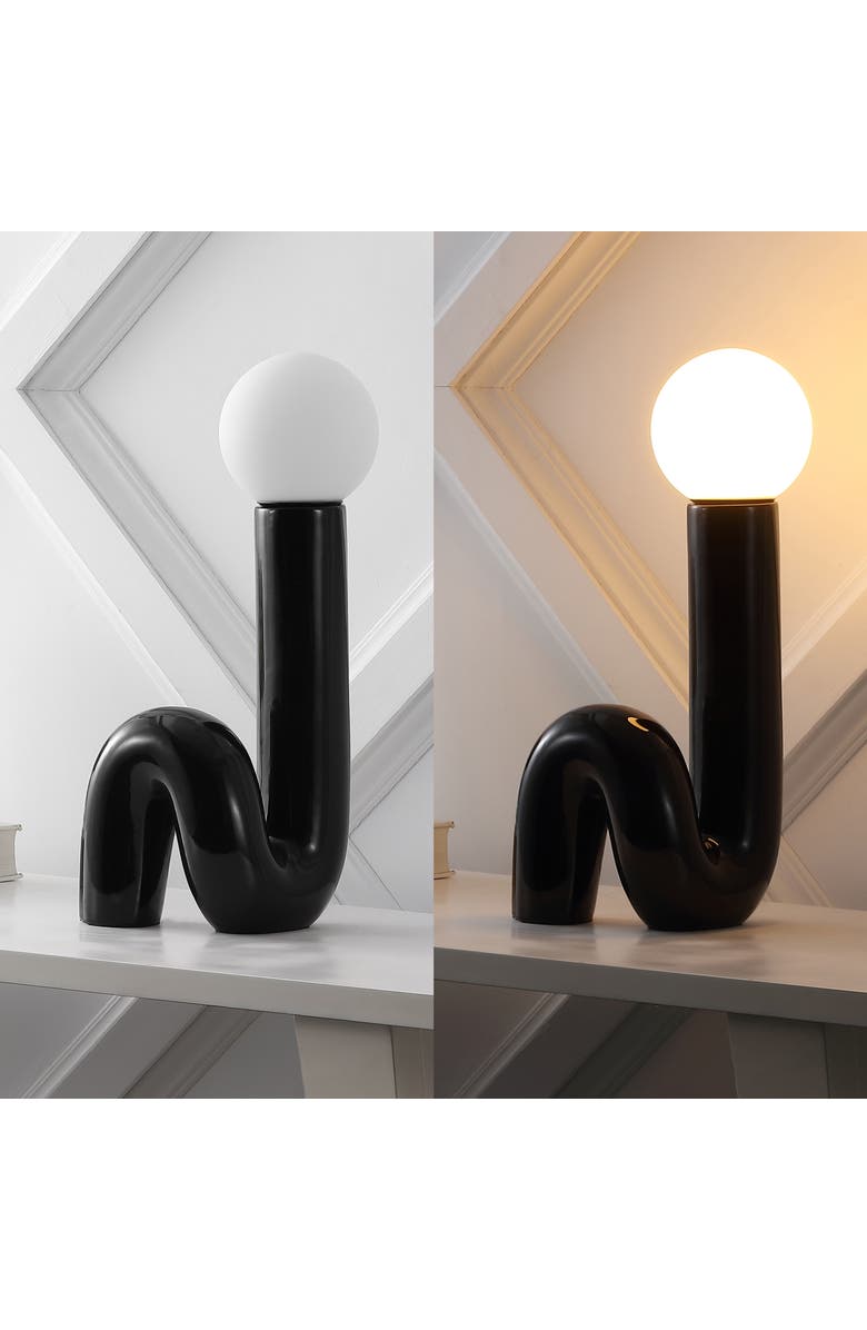 JONATHAN Y Katya 18" Scandinavian Minimalist Ceramic Spiral Tube LED Table Lamp, Alternate, color, Black