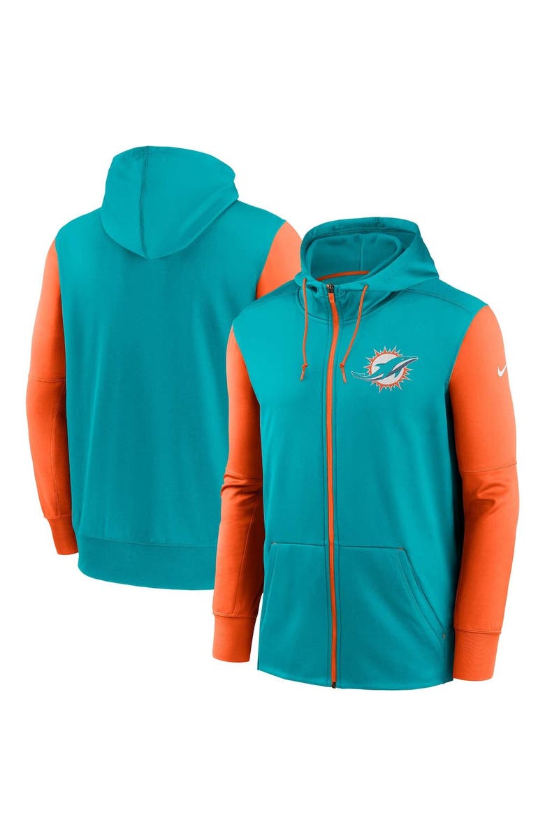 Nike Men's Nike  Aqua Miami Dolphins Performance Full-Zip Hoodie, Main, color, 
