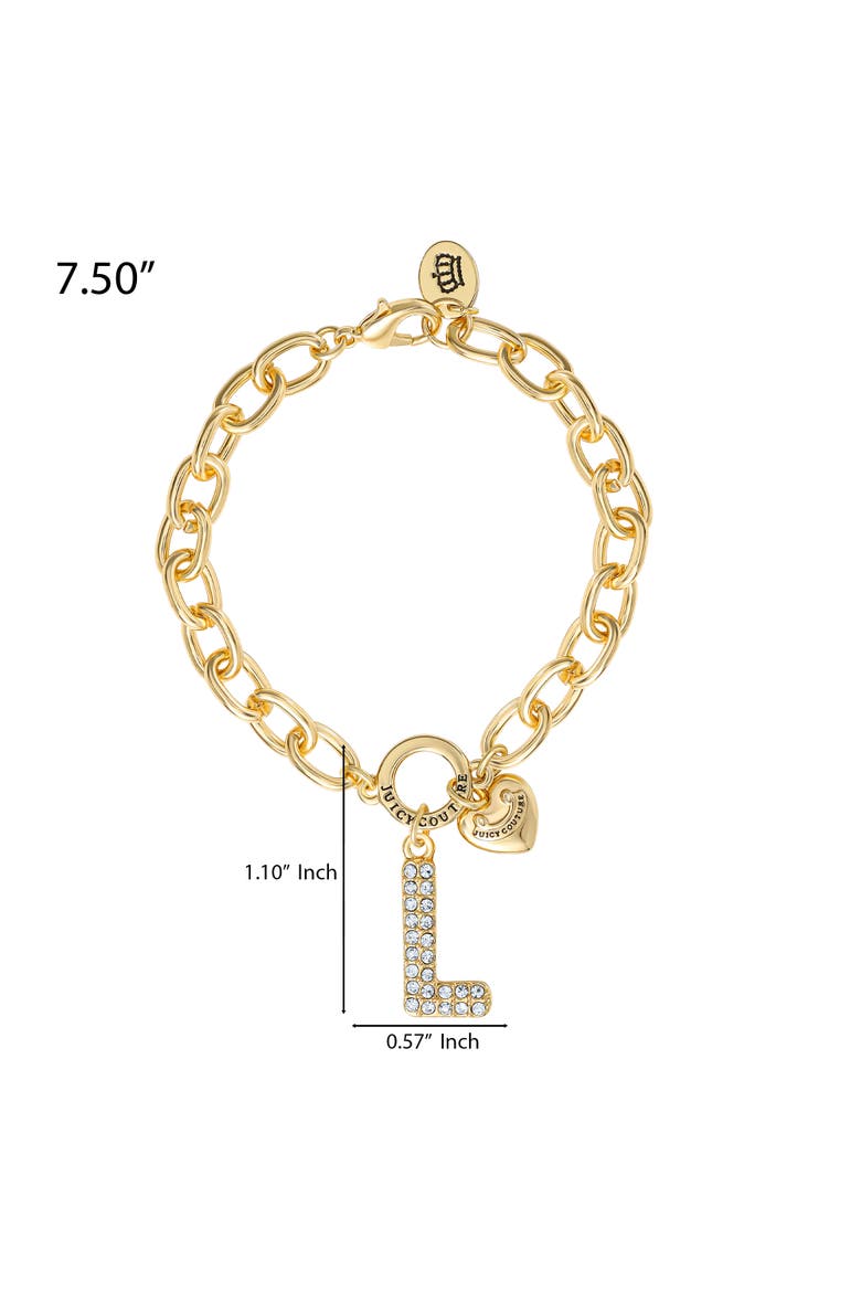 Pavé Initial Charm Bracelet, 7.5'' Gold Tone Link, Alternate, color, Letter L