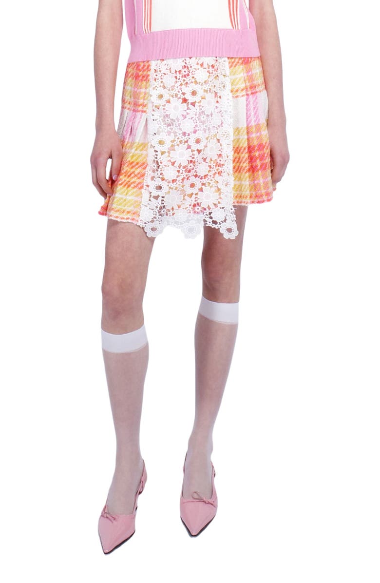 Anna Sui Capri Plaid Kilt Skirt, Alternate, color, Lemon Multi