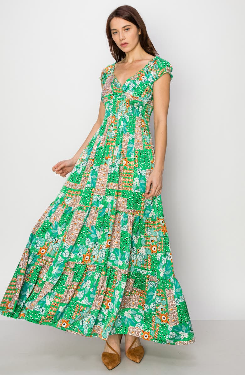 MELLODAY Floral Smocked Waist Maxi Dress, Alternate, color,