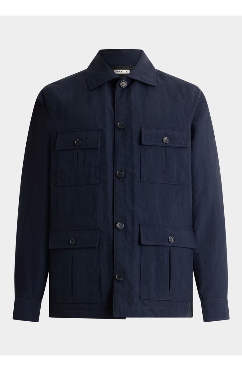 Bally Overshirt in Nylon, Main, color, Blue