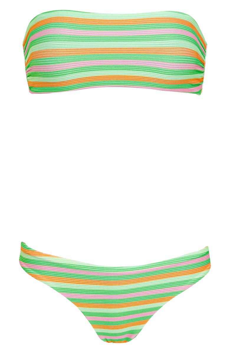 Maaji Rainbow Stripe Iconic Reversible Bikini Bottoms, Alternate, color, Green