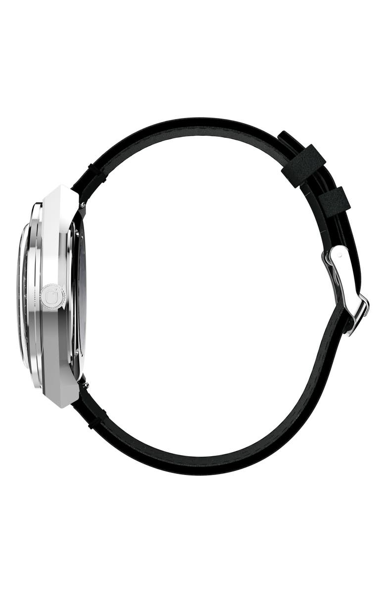 Timex<sup>®</sup> Q Timex NASA 40mm Leather Strap Watch, Alternate, color, Black/ Silver-Tone