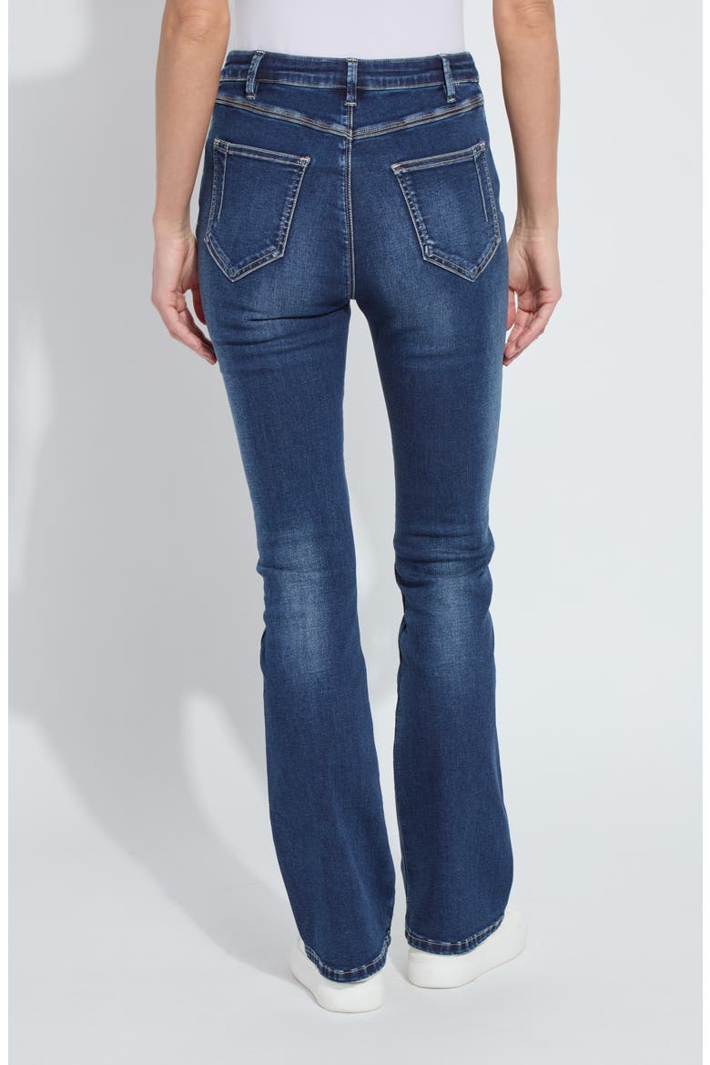 Estelle Pull-On High Waist Flare Jeans, Alternate, color, DARK MIDWASH
