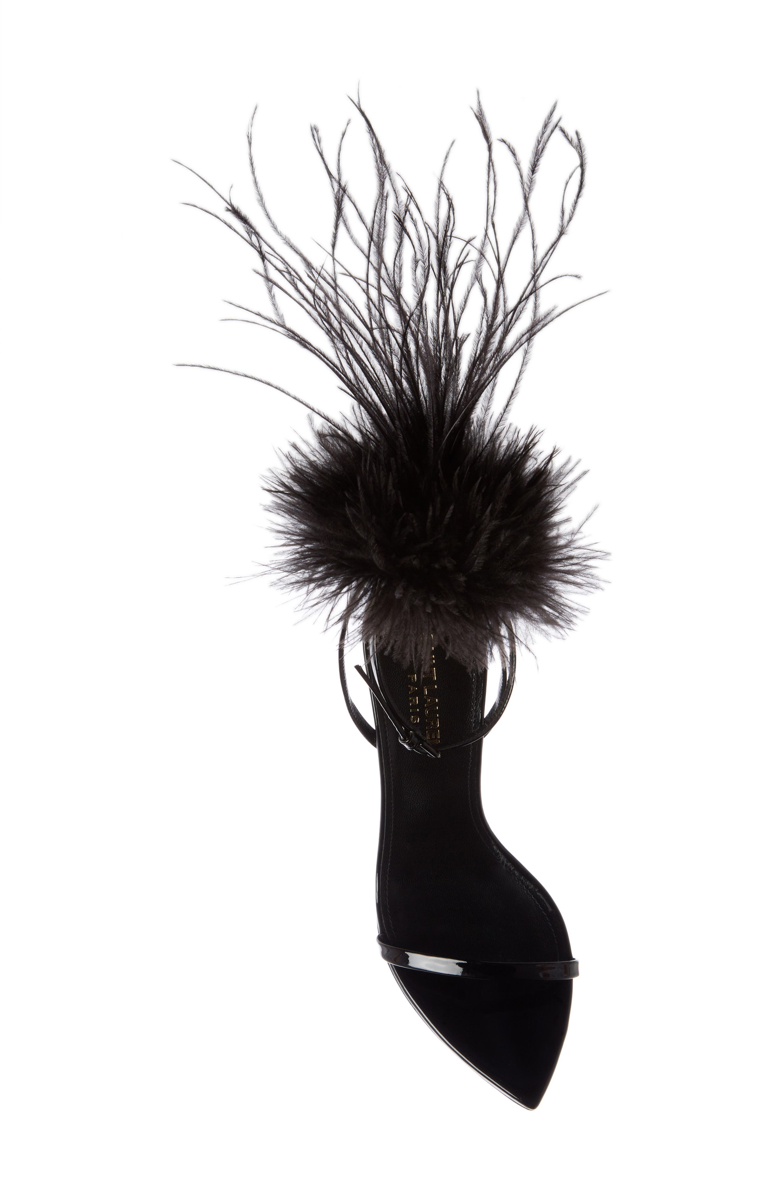 Saint Laurent Inez Embellished Ankle Strap Sandals, Alternate, color, 