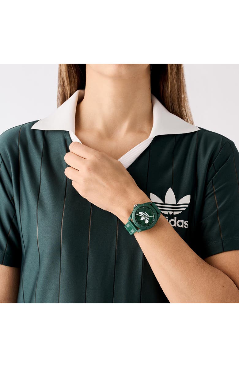 adidas AO Street Project 4 Green Logo Tread Dial Resin Strap Watch, 41mm, Alternate, color, Green