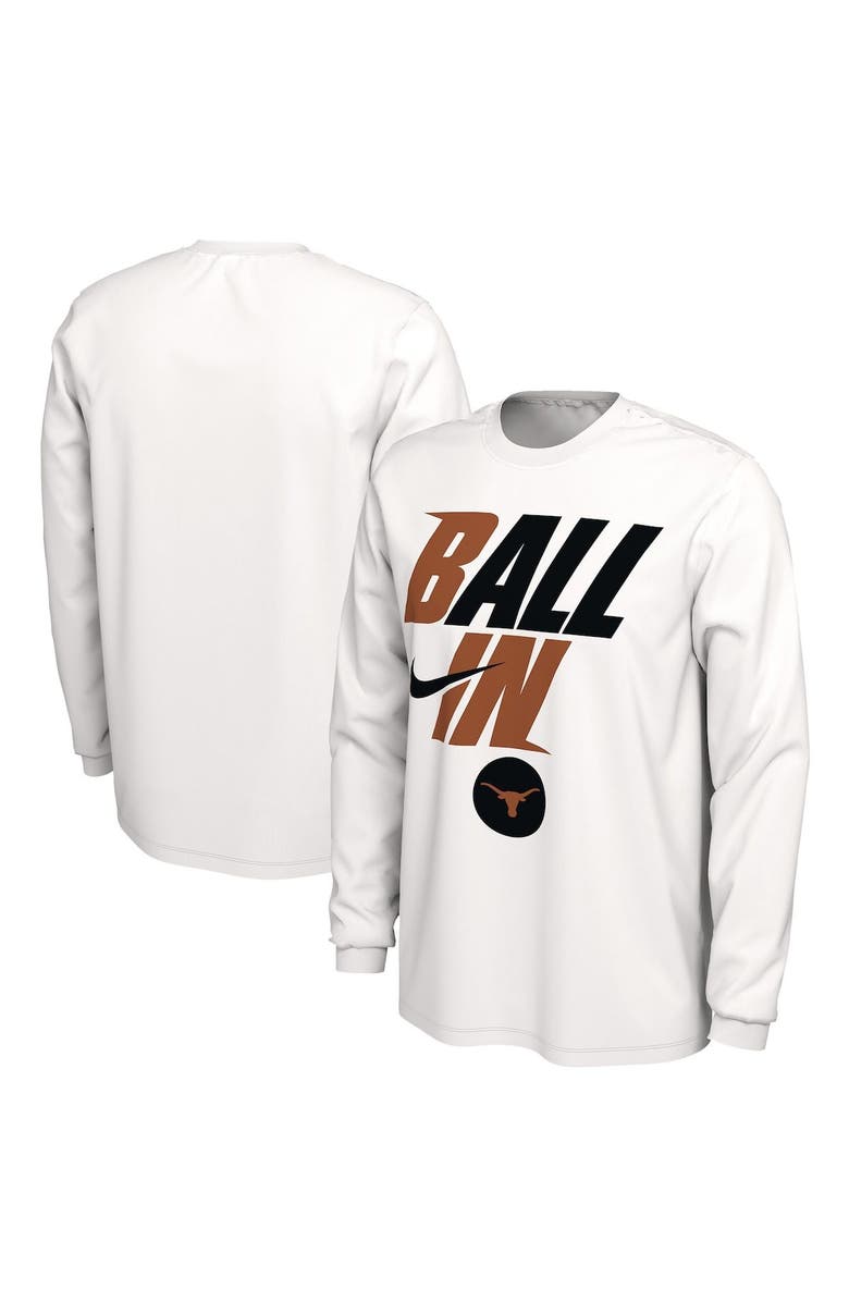 Nike Men's Nike White Texas Longhorns Ball In Bench Long Sleeve T-Shirt, Alternate, color, 
