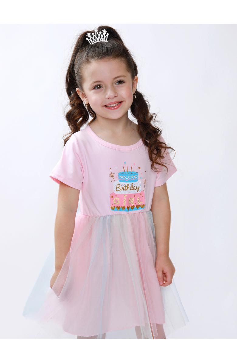 Mia Belle Girls Sweet Wish Birthday Cake Tulle Dress, Alternate, color, Pink