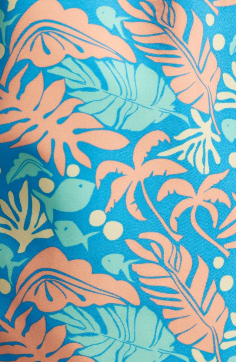 Tom & Teddy Tropical Print Swim Trunks, Alternate, color, Blue Orange