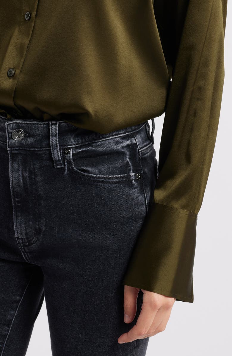 FRAME The Standard Women's Stretch Silk Button-Up Shirt, Alternate, color, Rich Military