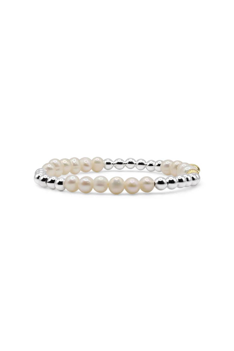 Sloane Sterling Silver and Fresh Water Pearl Bracelet, Main, color, Silver