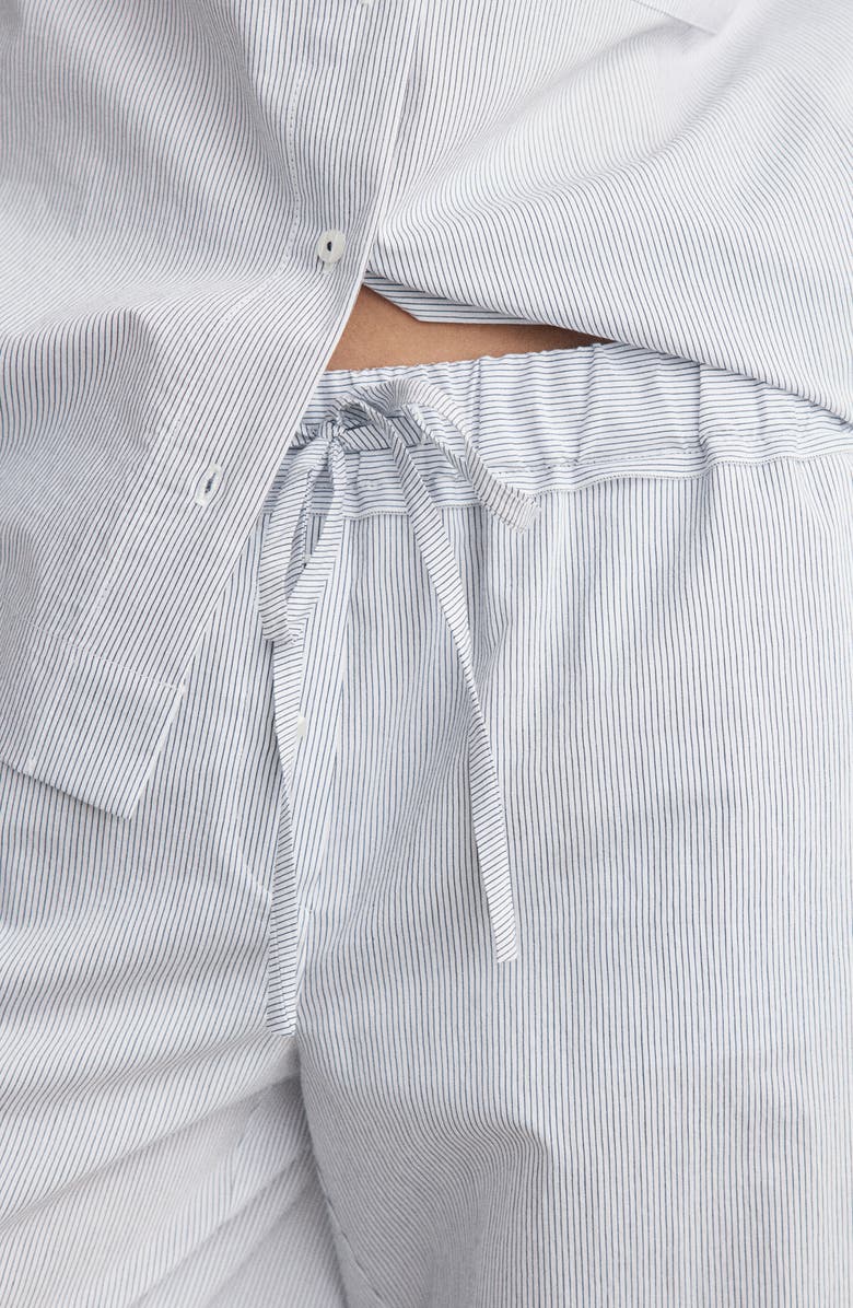 MANGO Stripe Cotton Blend Pajama Pants, Alternate, color, White