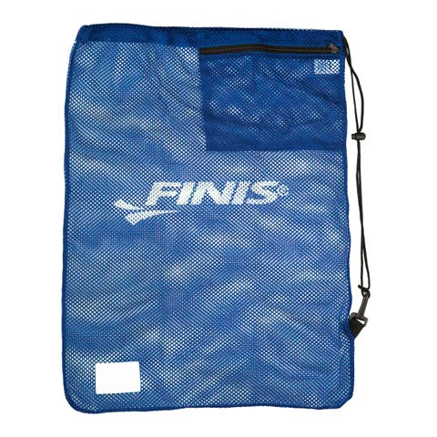 Mesh Gear Bag for Swim Equipment Quick Dry Nylon Drawstring Closure Zip Pocket Hook Attachment