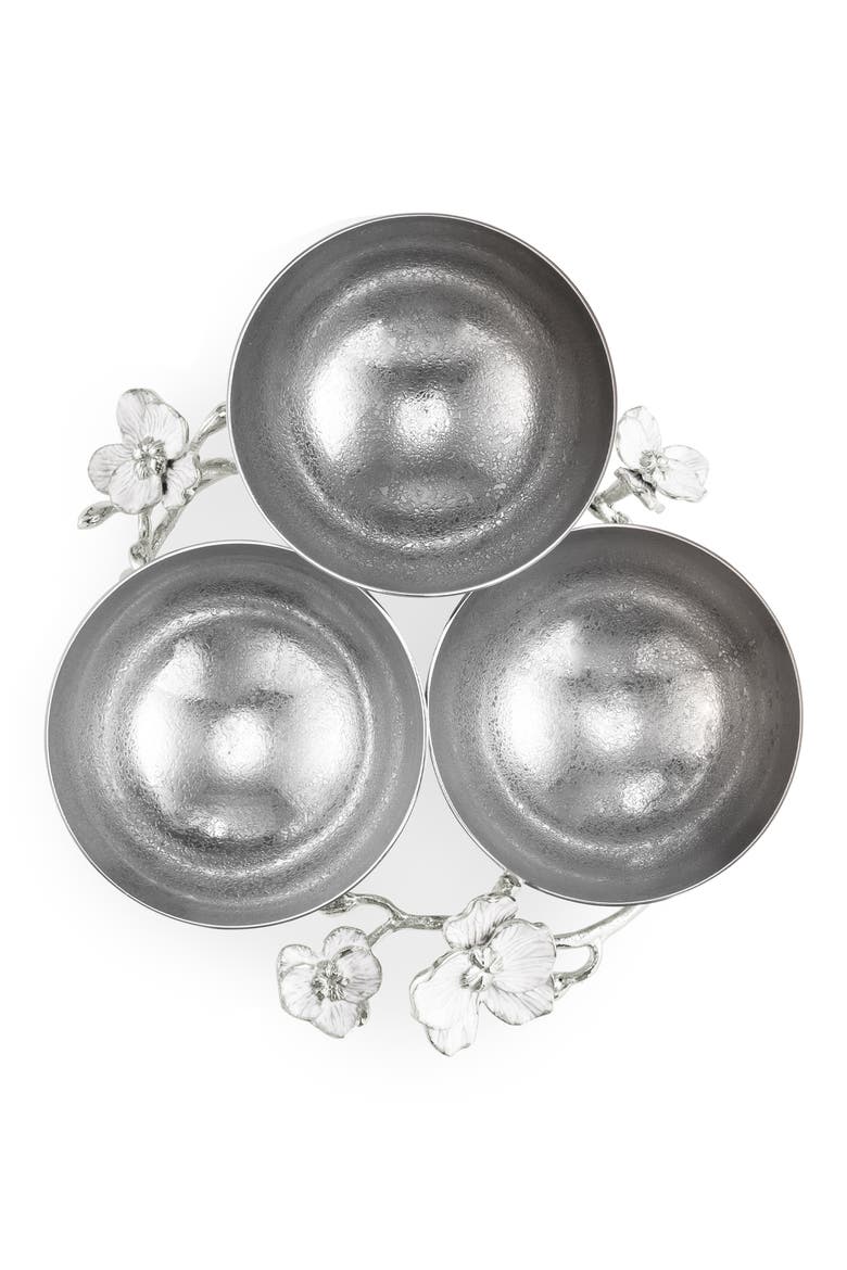 Silver Orchid Triple Bowl, Alternate, color, SILVER