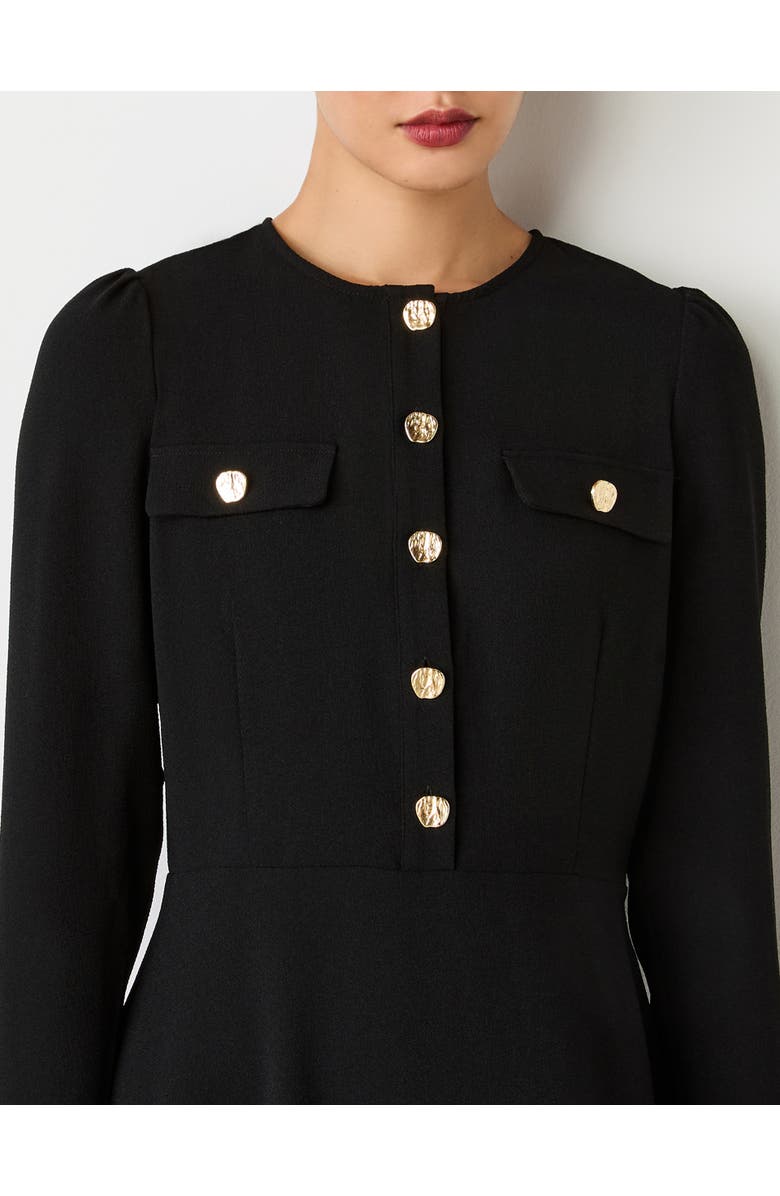 Finery London Evie Long Sleeve Crepe Short Dress, Alternate, color, Black