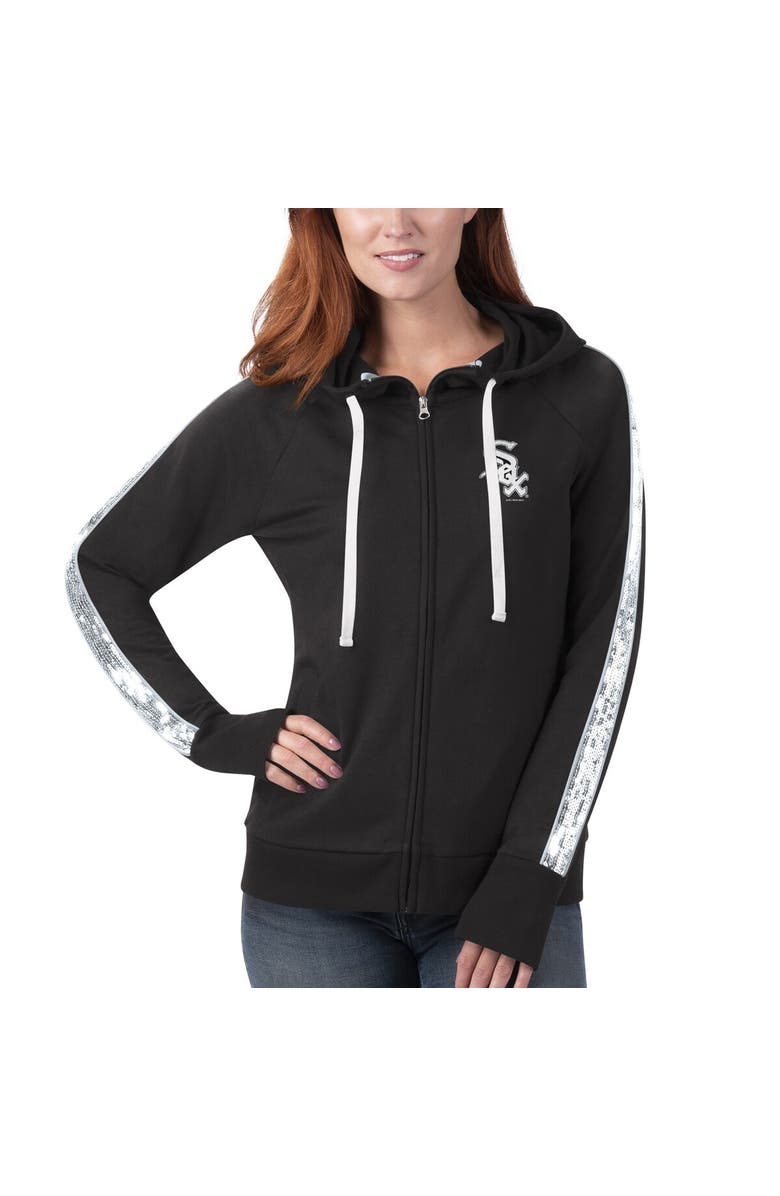 G-III 4HER BY CARL BANKS Women's G-III 4Her by Carl Banks Black Chicago White Sox Game Changer Raglan Full-Zip Hoodie, Alternate, color, 
