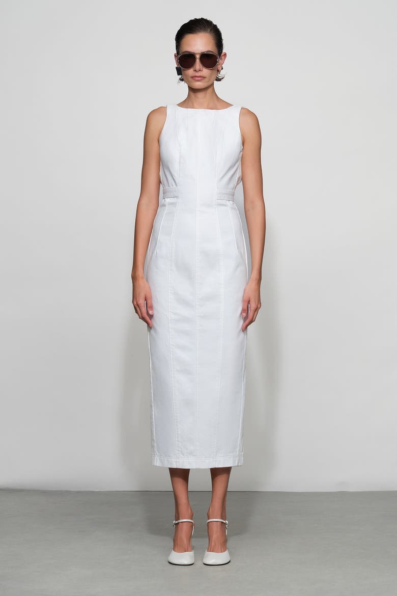 Farley Denim Midi Dress, Main, color, White