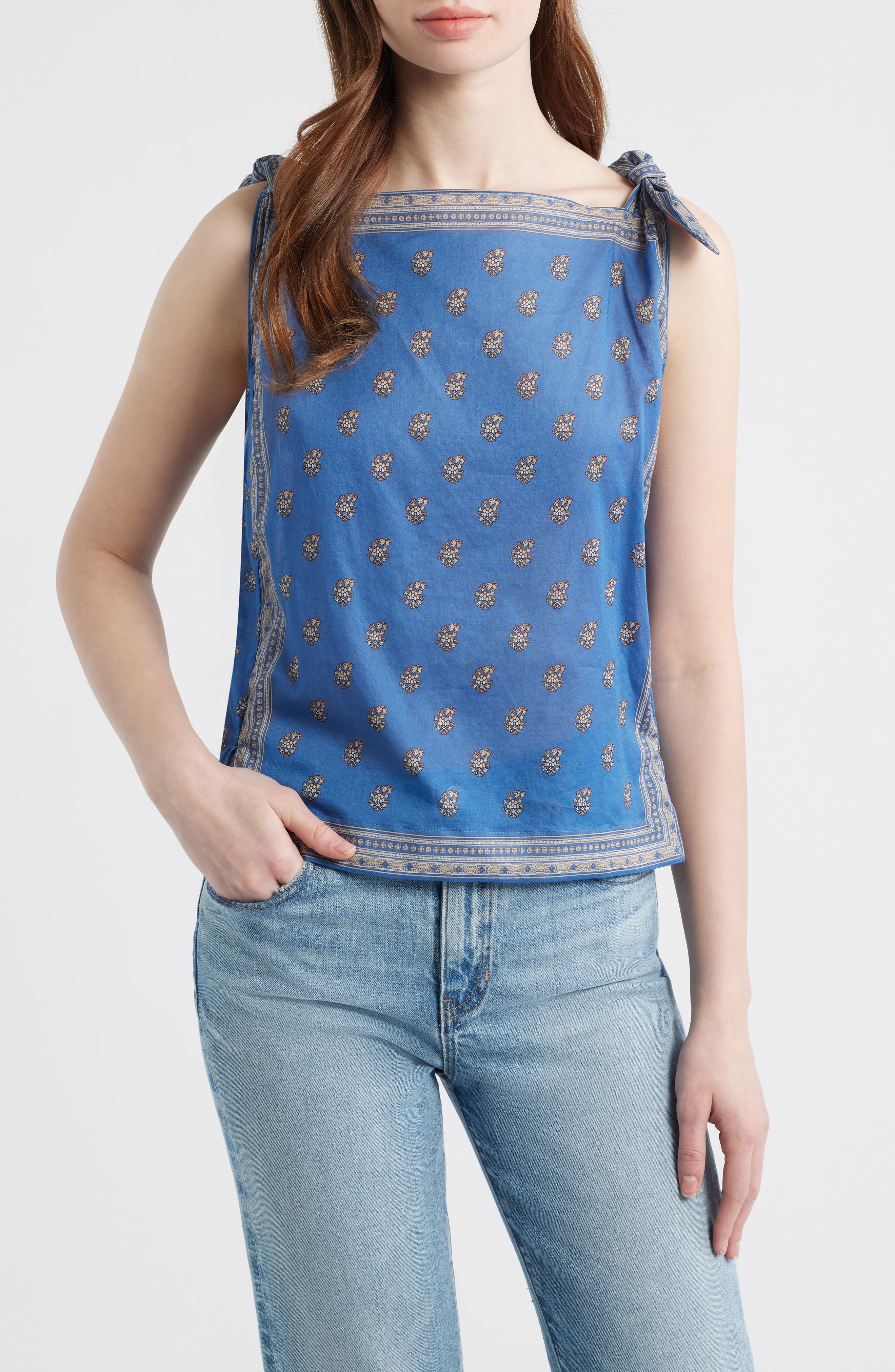 Amalia Print Tie Shoulder Sleeveless Top