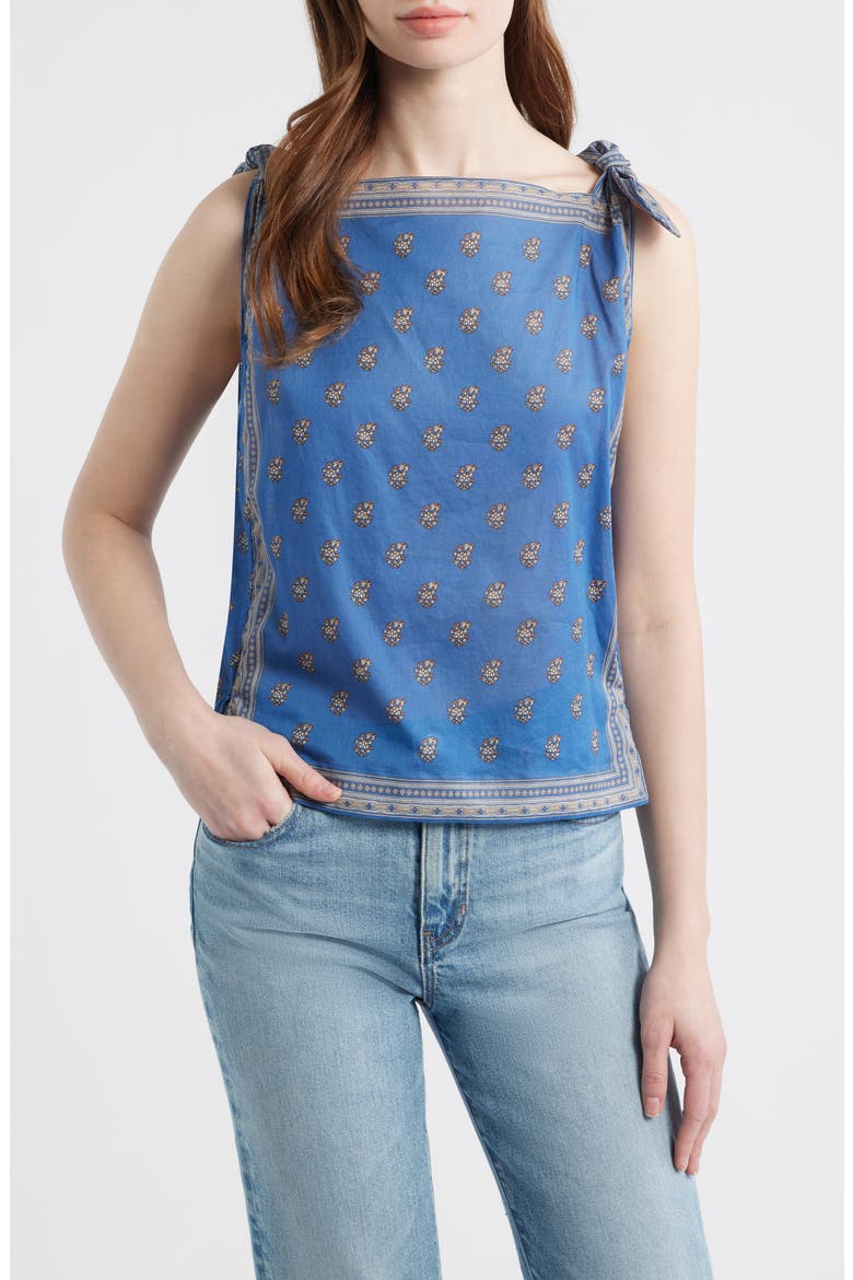 Amalia Print Tie Shoulder Sleeveless Top, Main, color, EARTHA PAISLEY