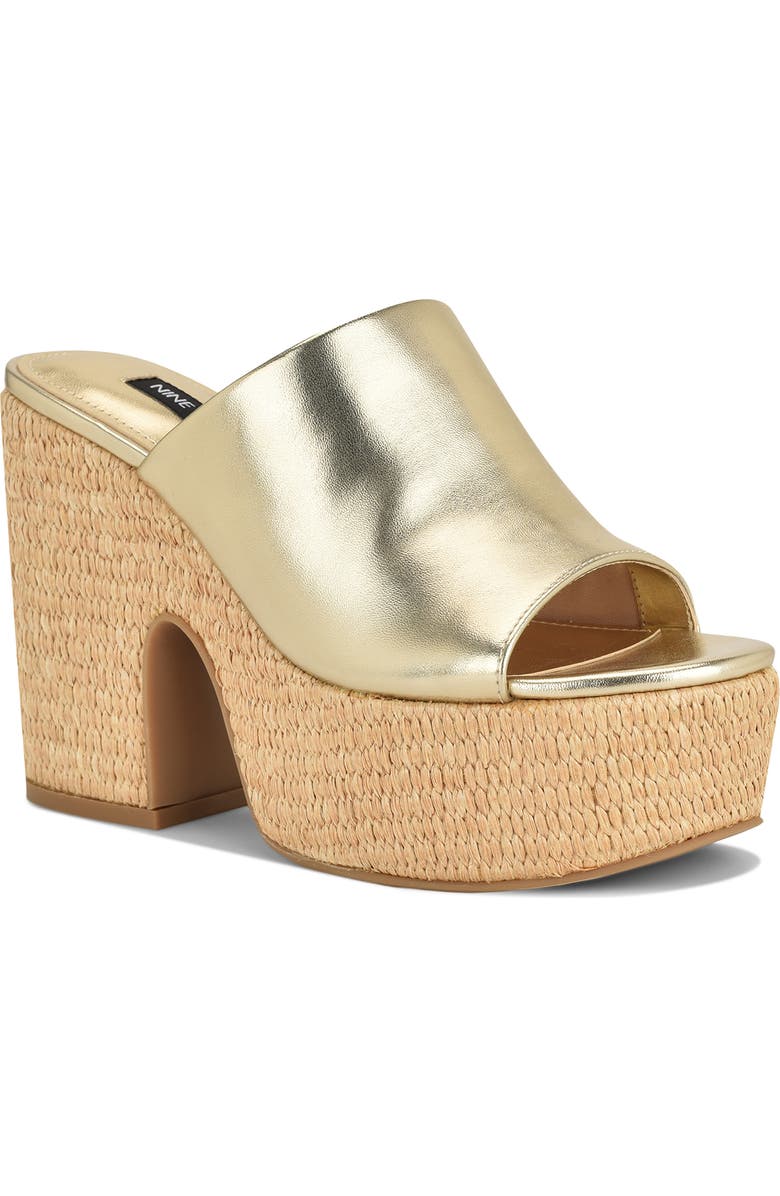 Nine West Olley Platform Slide Sandal, Main, color, Gold 710