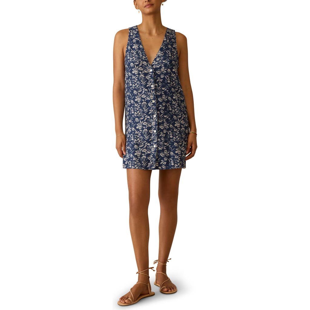 Faherty Alston Linen Button-up Minidress In Multi