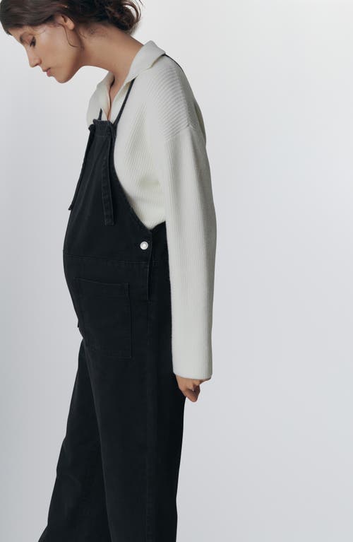 Mango Denim Maternity Overalls In Black Denim