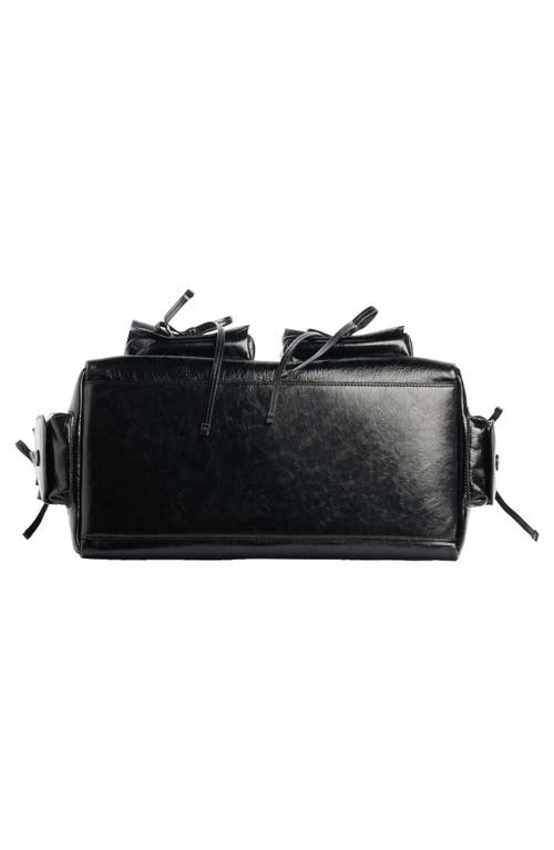 Acne Studios Multipocket Crinkled Leather Tote In Black