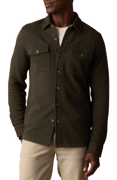 Looped Terry Button-Up Shirt