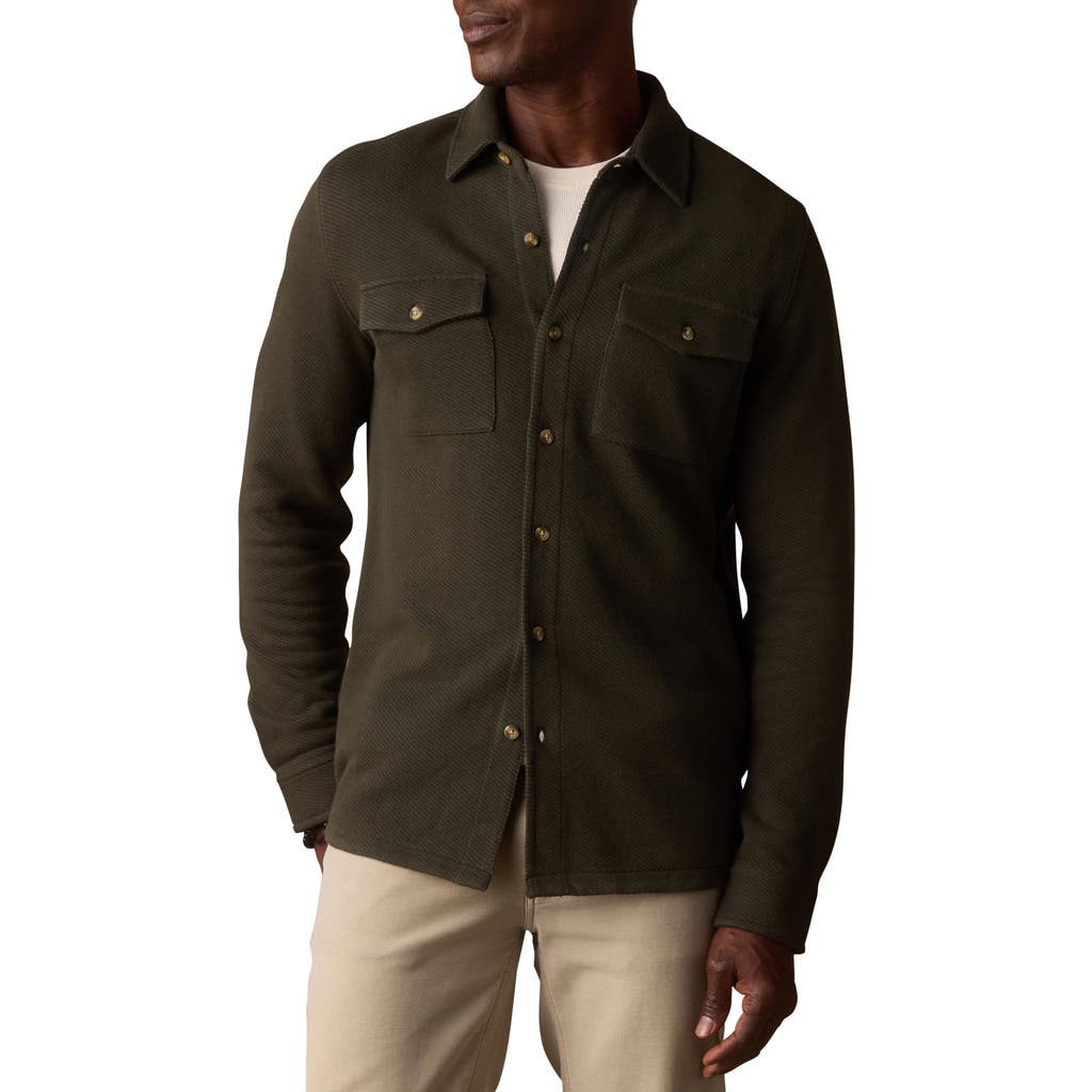 The Normal Brand Looped Terry Button-up Shirt In Green