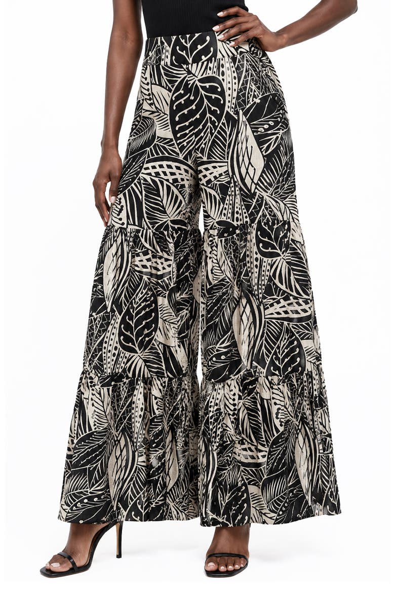 Marry Me Tiered Wide Leg Pull-On Pants, Main, color, LAYERED LEAVES