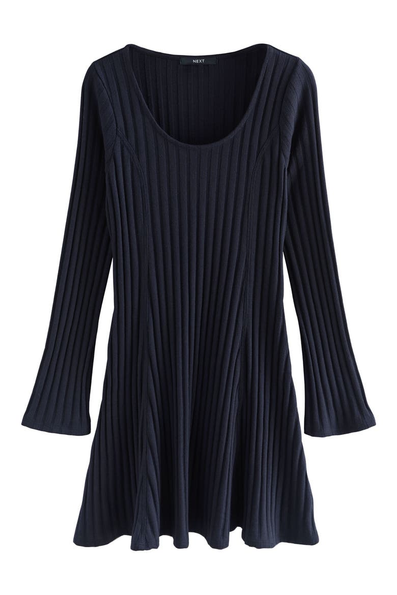 Long Sleeve Rib Minidress, Main, color, BLUE