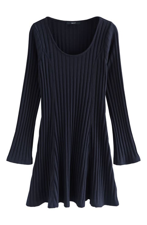 Long Sleeve Rib Minidress