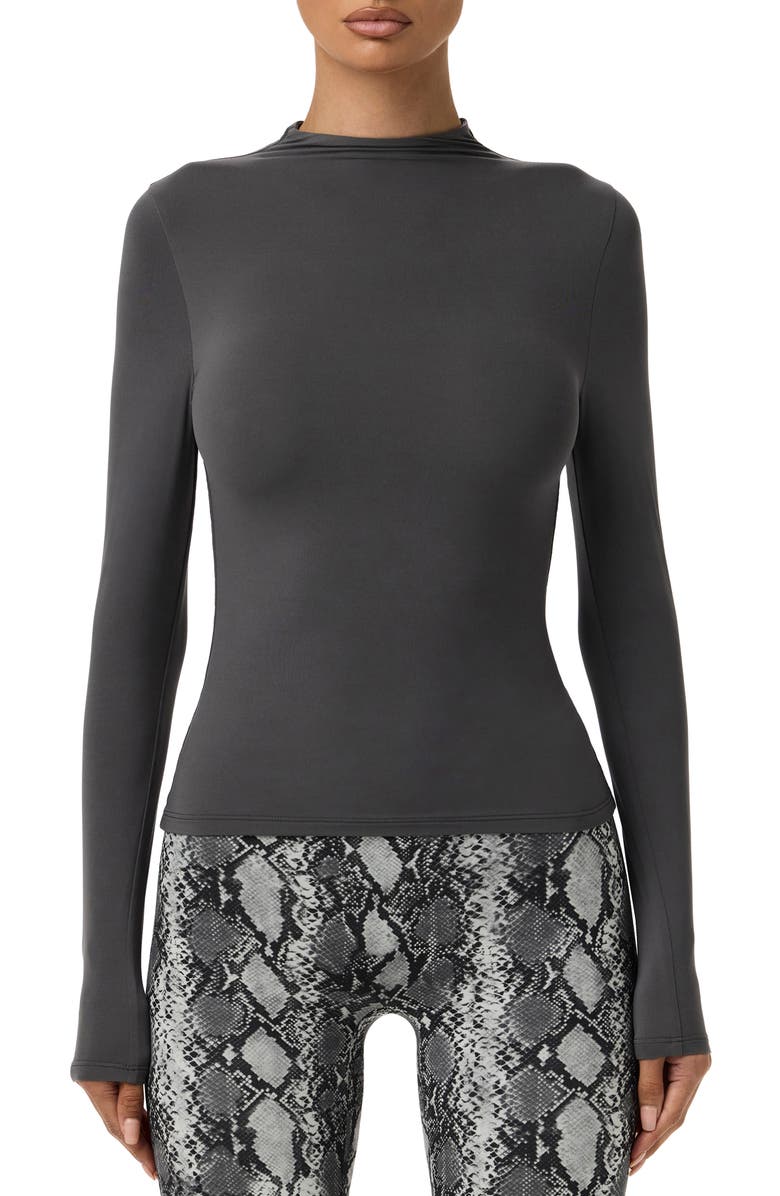 Naked Wardrobe Mock Neck Top, Main, color, Charcoal
