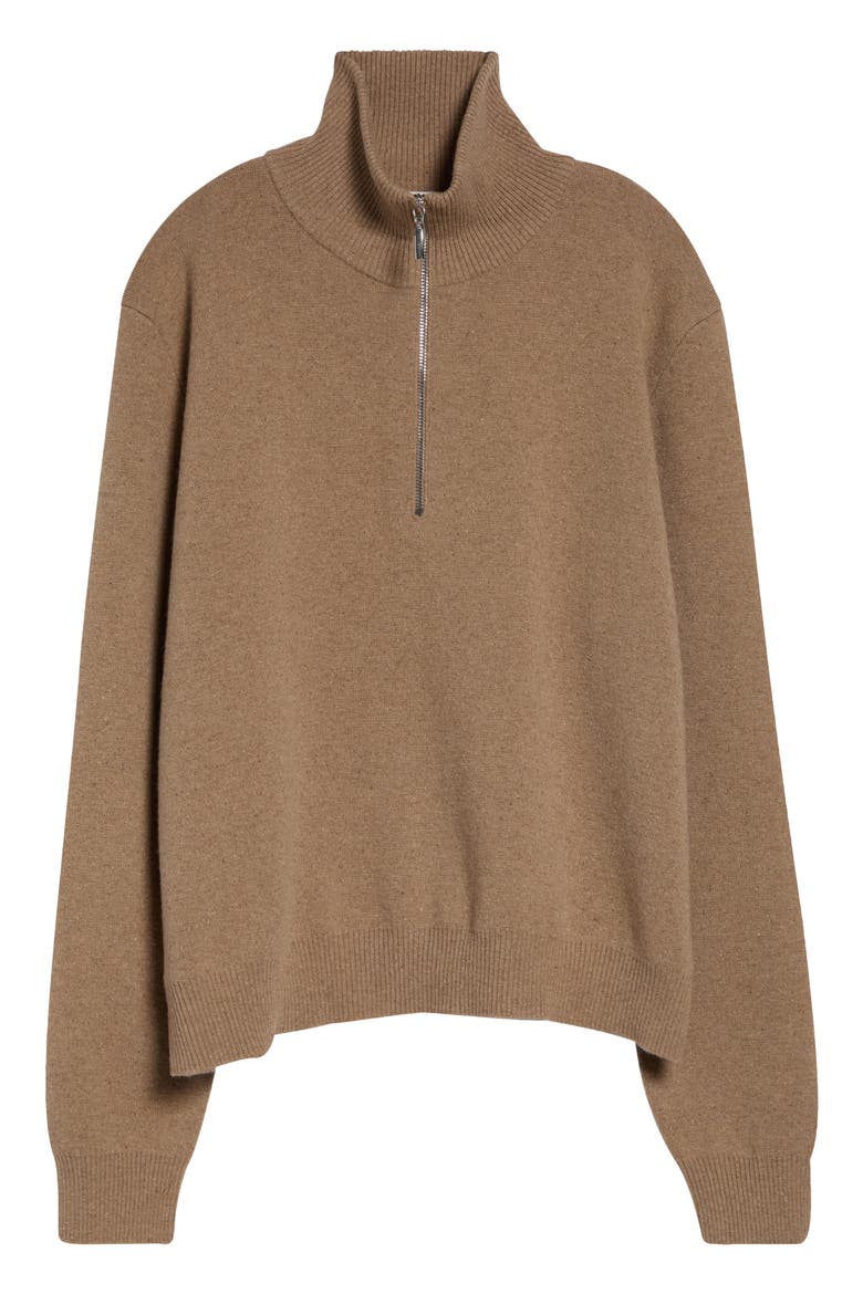 Mouliné Half Zip Pullover Sweater, Main, color, CAMEL