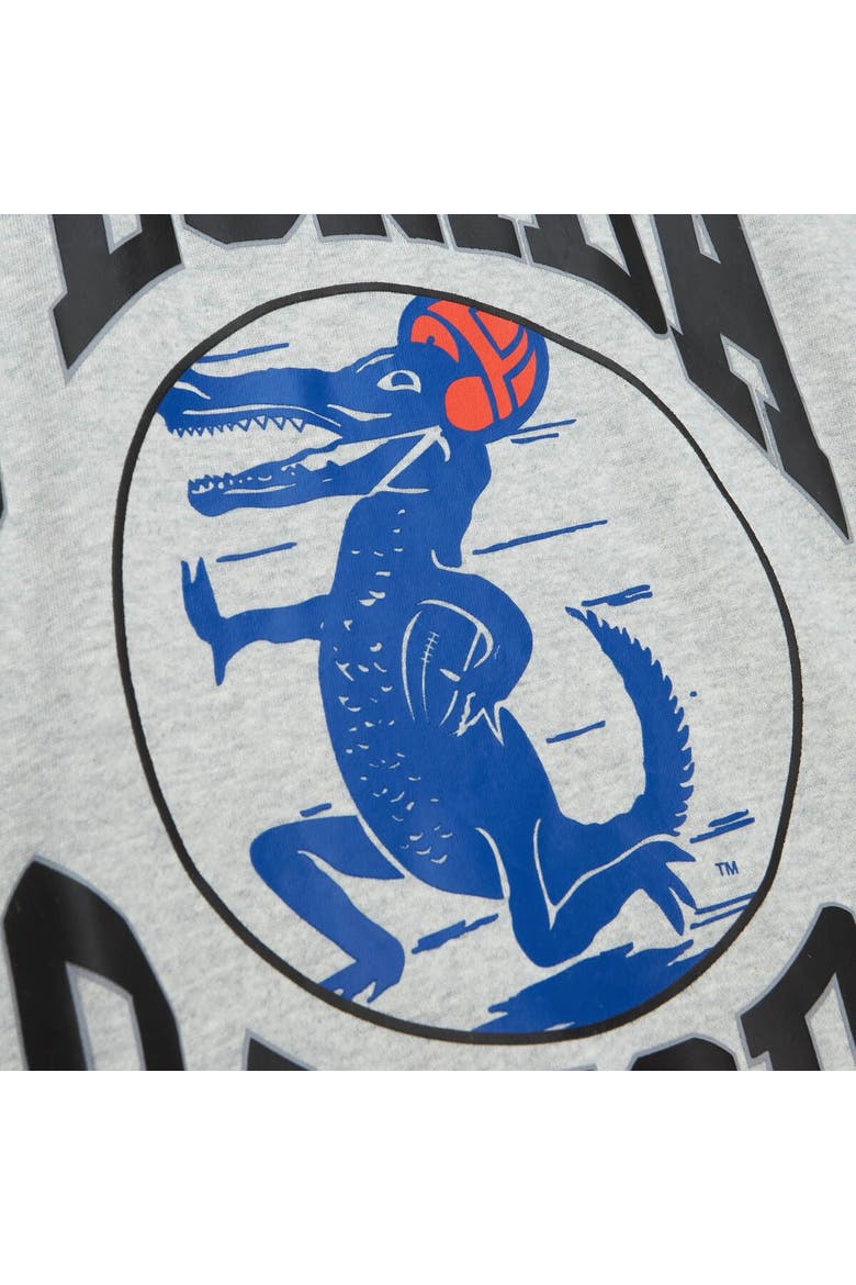 Women's Mitchell & Ness Heather Gray Florida Gators Oversized Logo Lightweight Pullover Sweatshirt, Alternate, color, Heather Gray